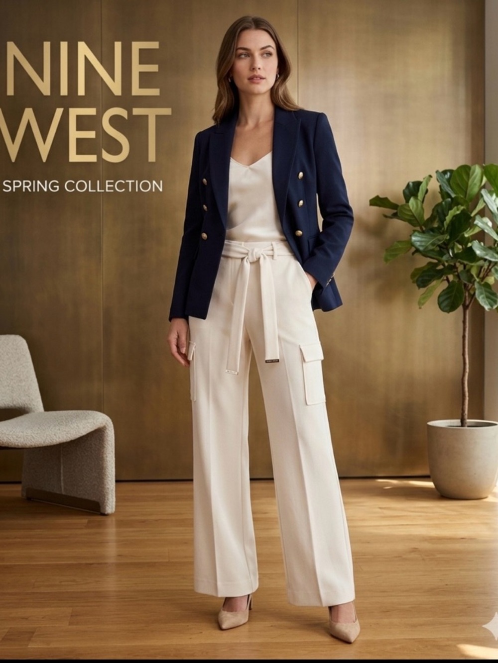 Nine West  pants Cream Pants with side pockets